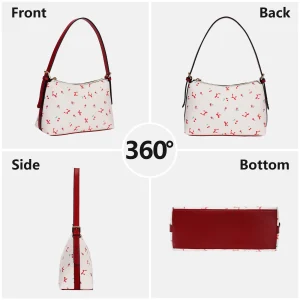 Shoulder Bag for Women Floral Handbag PU Leather Removable Strap Satchel Purse Tote Bag for Work Tavel